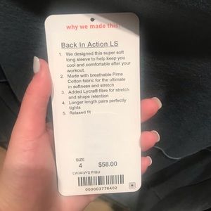 Lulu lemon back in action long sleeve